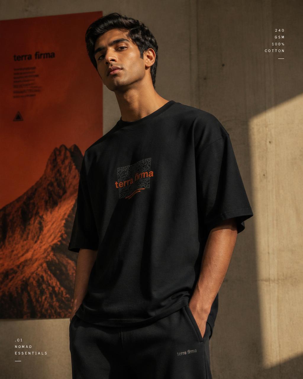 EXILE model wearing a heavyweight 240 GSM cotton tee